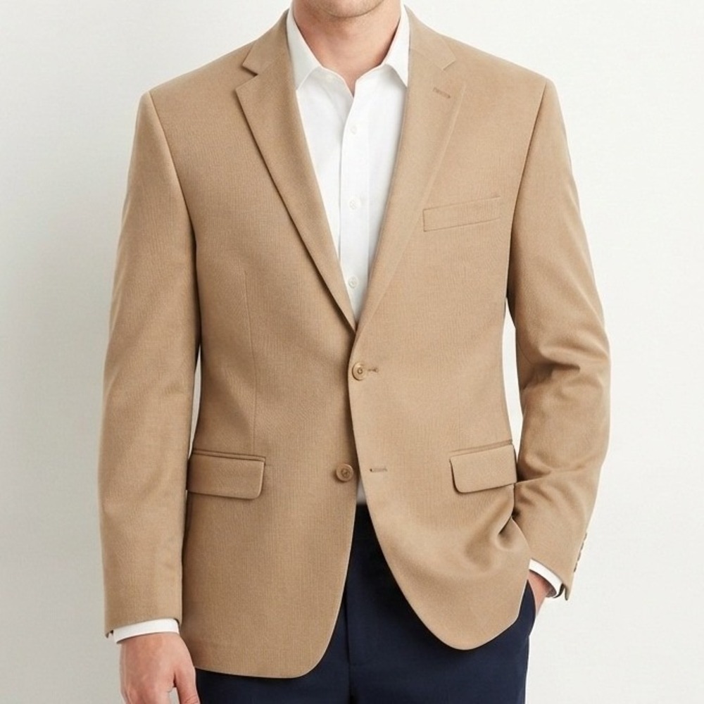 Lauren Ralph Lauren Blazer Mens 44R Tan Two Button Sport Coat Career Classic